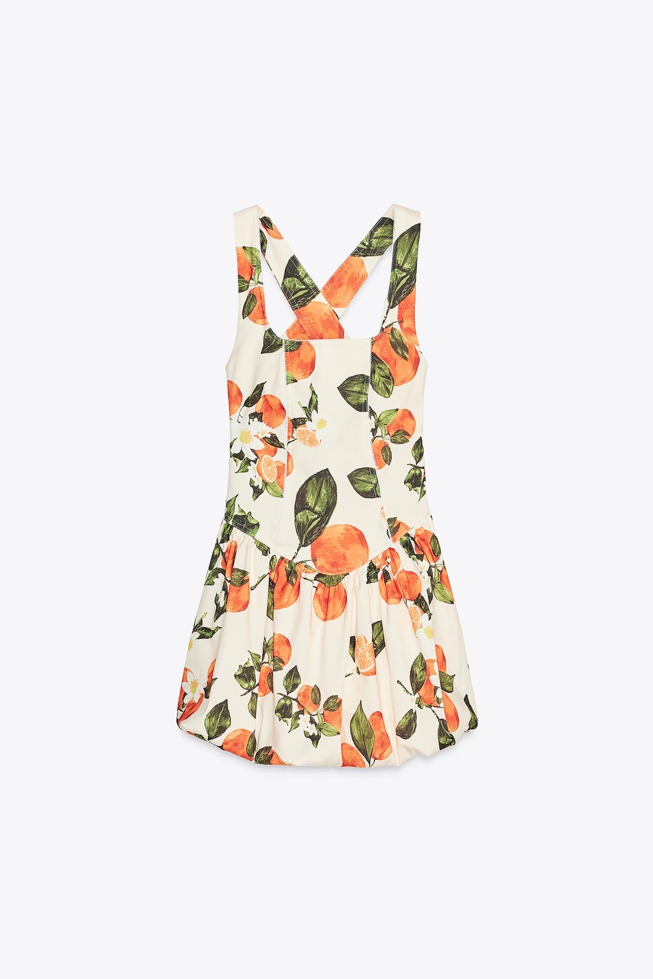 TANGERINE ORANGE PRINT BUBBLE DRFESS