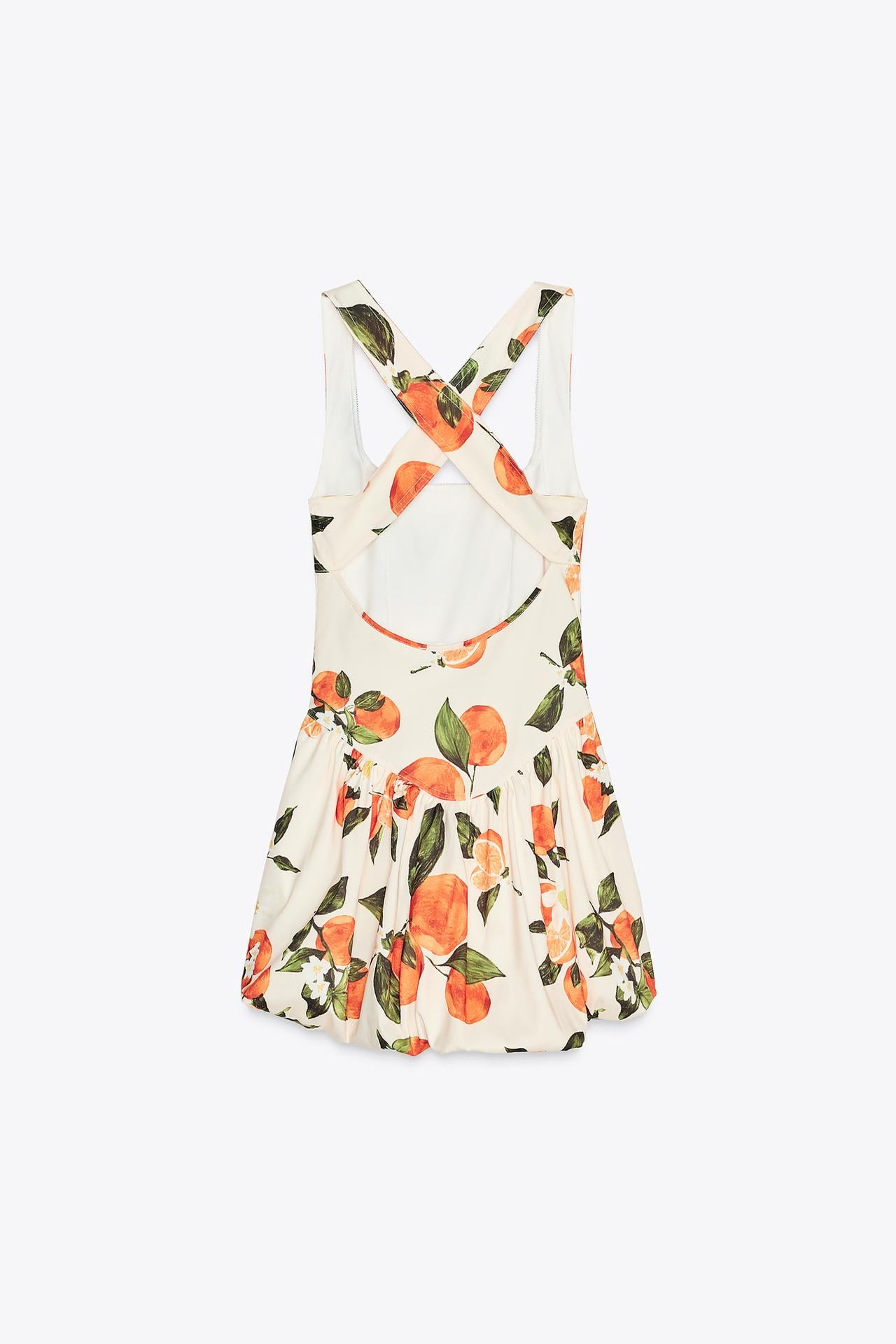 TANGERINE ORANGE PRINT BUBBLE DRFESS