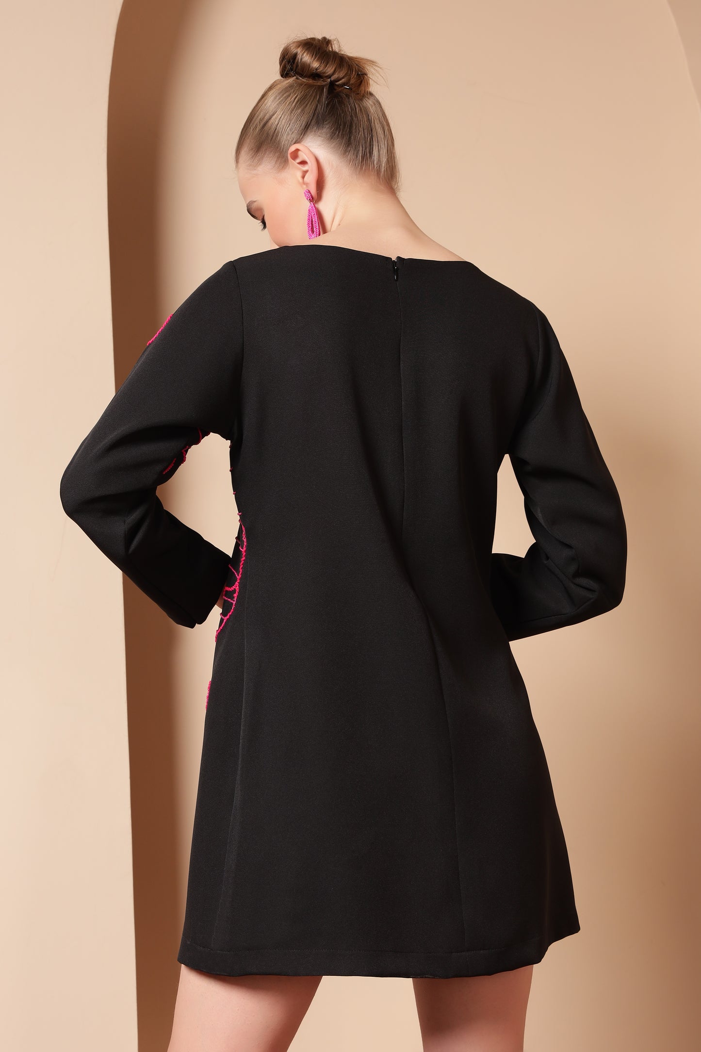 FLOWER EMBROIDERED A-LINE DRESS
