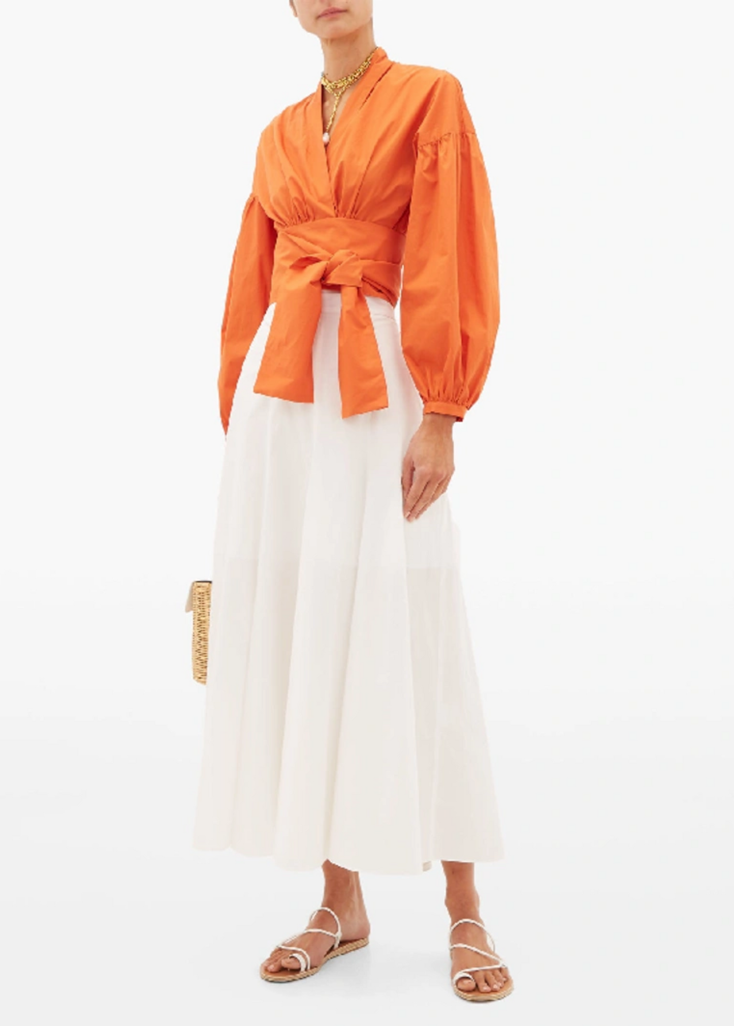 ORANGE COTTON TIE-KNOT BELT TOP