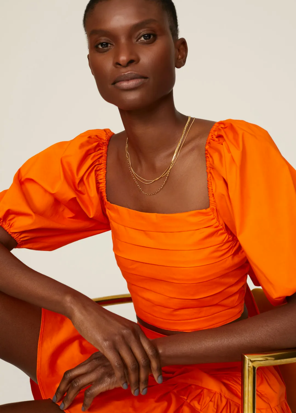 ORANGE COTTON PLEATED CO-ORD