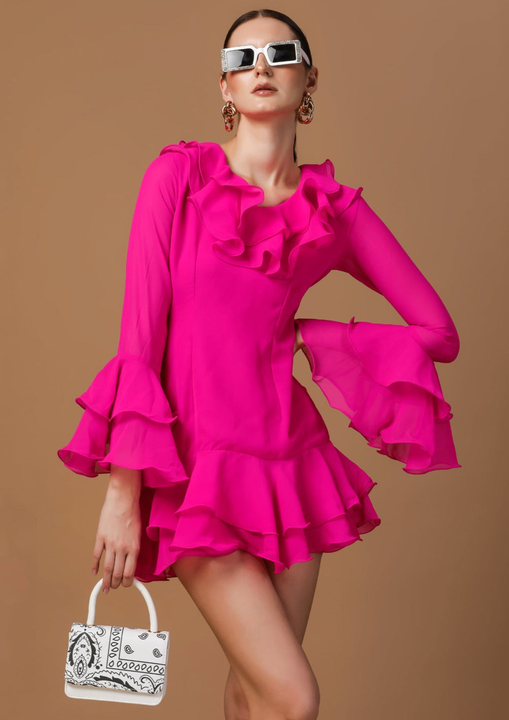 FUCHSIA RUFFLE DRESS