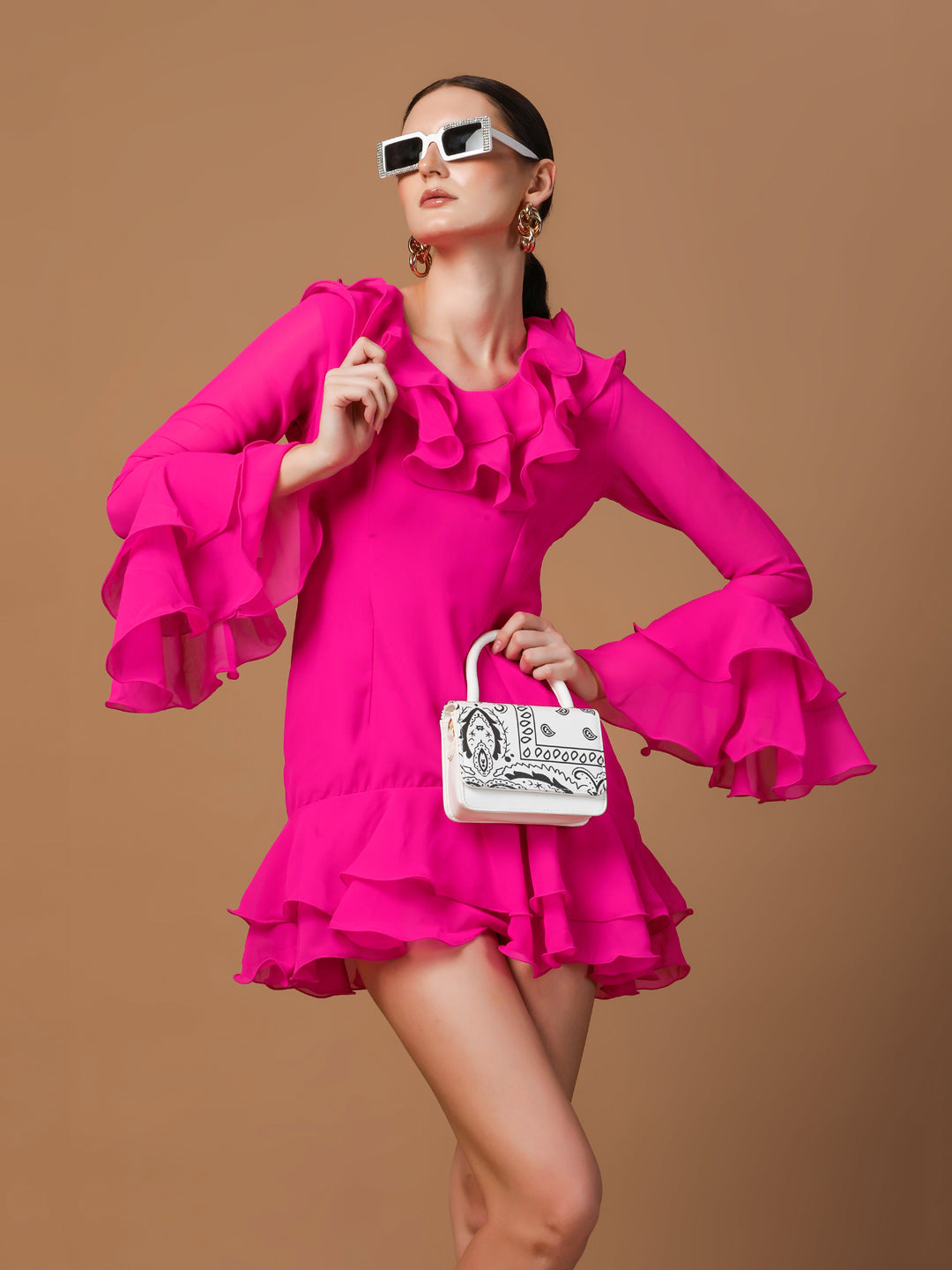 FUCHSIA RUFFLE DRESS