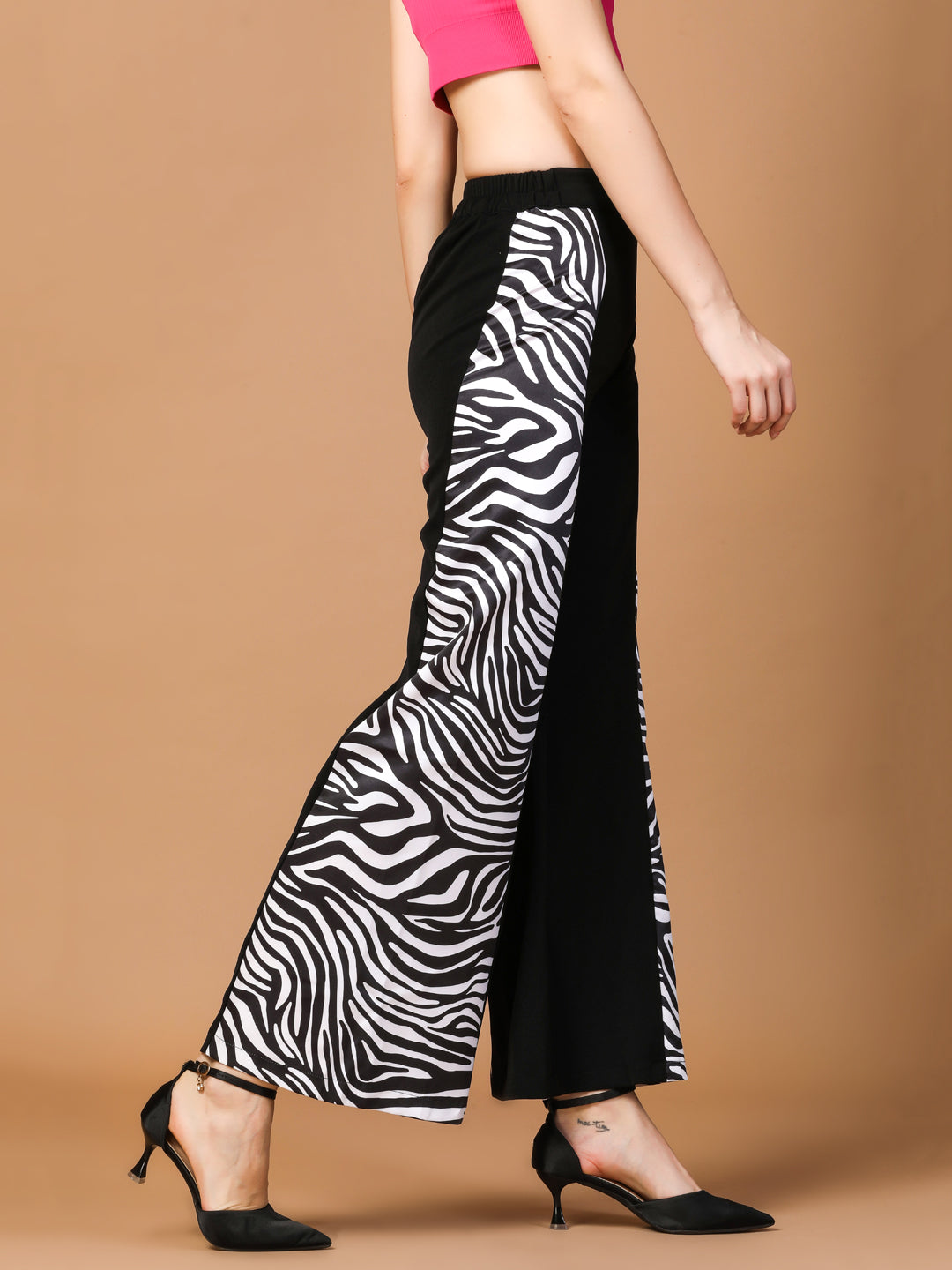 ZEBRA PRINT FLARED PANTS