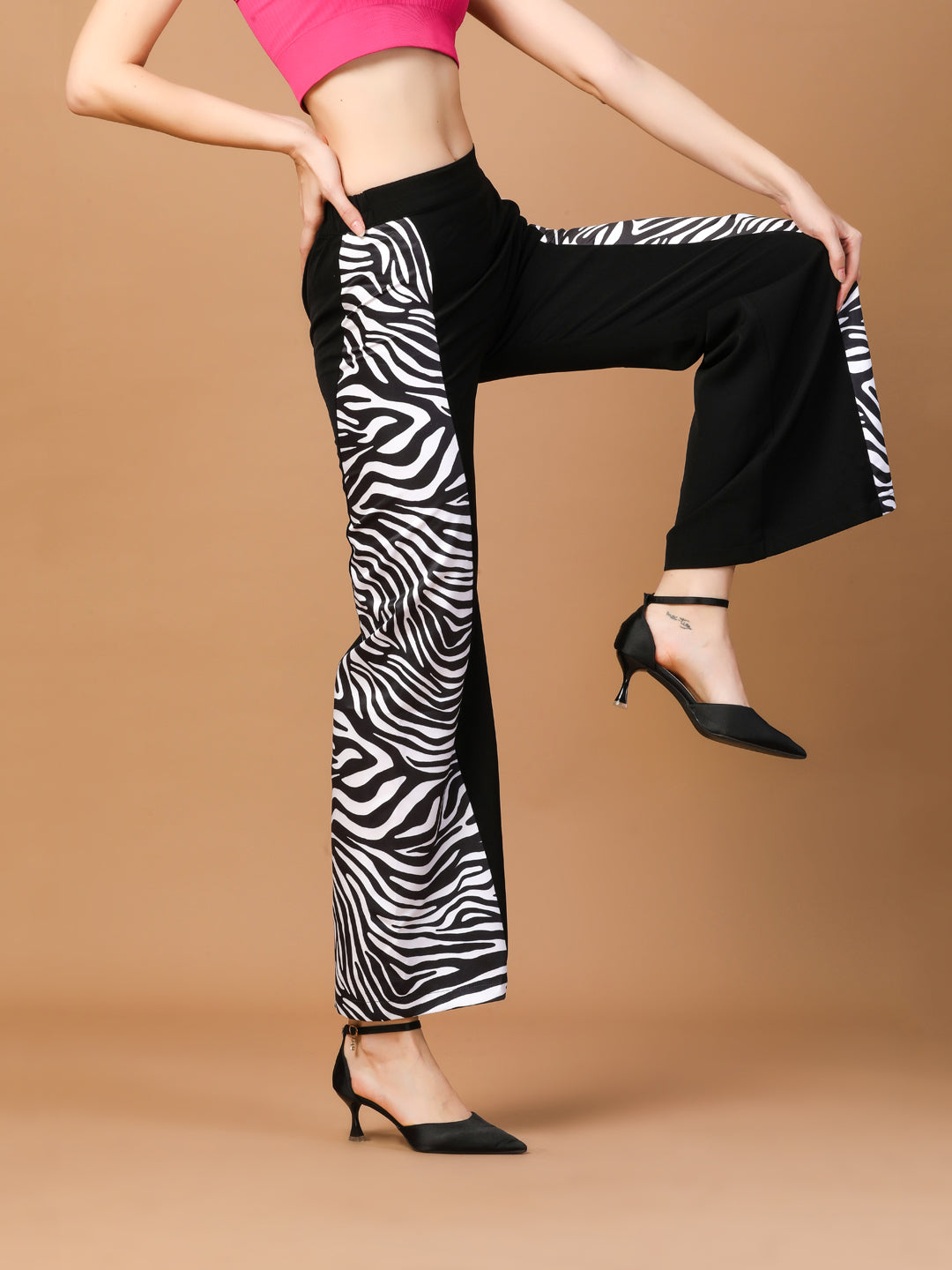 ZEBRA PRINT FLARED PANTS