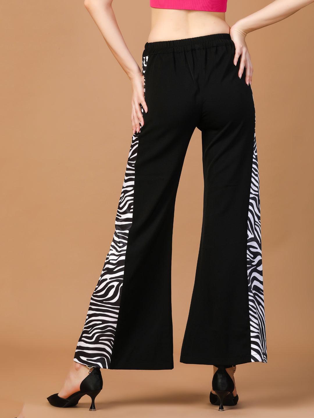 ZEBRA PRINT FLARED PANTS