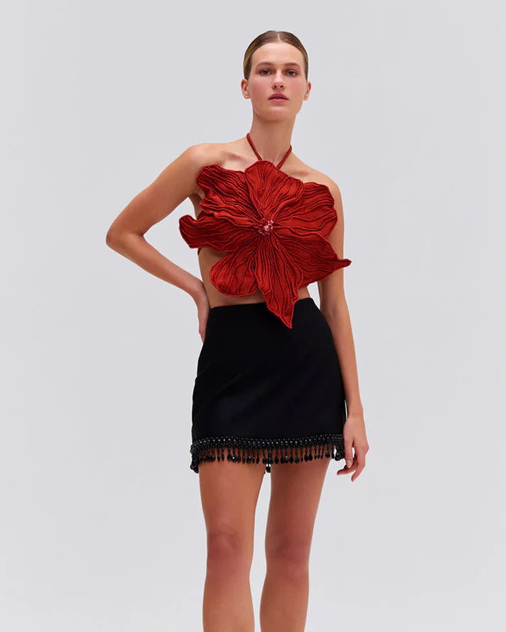 HAND BEADED FLOWER TOP