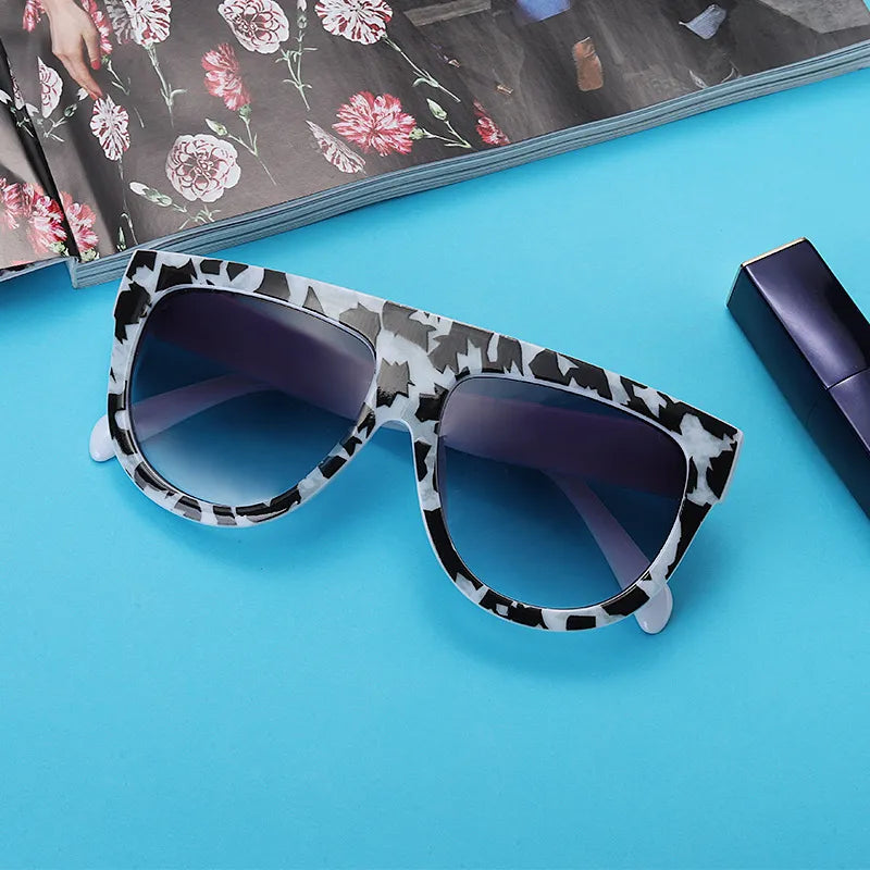 MARBLE PRINT WIDE FRAME SUNGLASSES