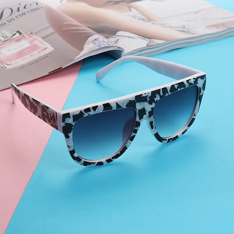 MARBLE PRINT WIDE FRAME SUNGLASSES