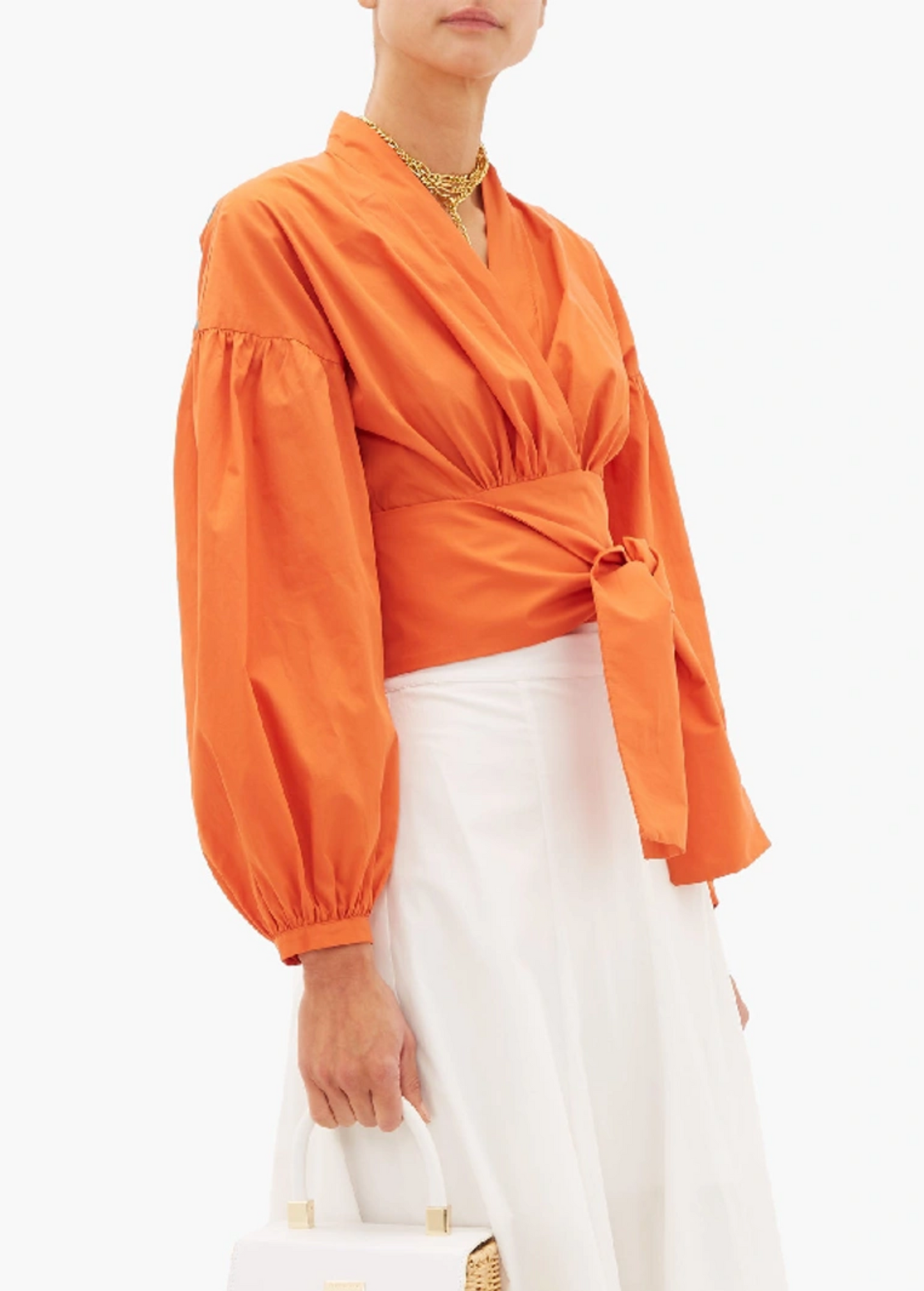 ORANGE COTTON TIE-KNOT BELT TOP
