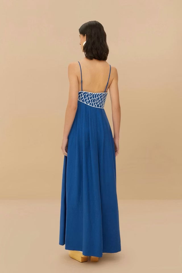 BLUE FISH EMBROIDERED MAXI DRESS