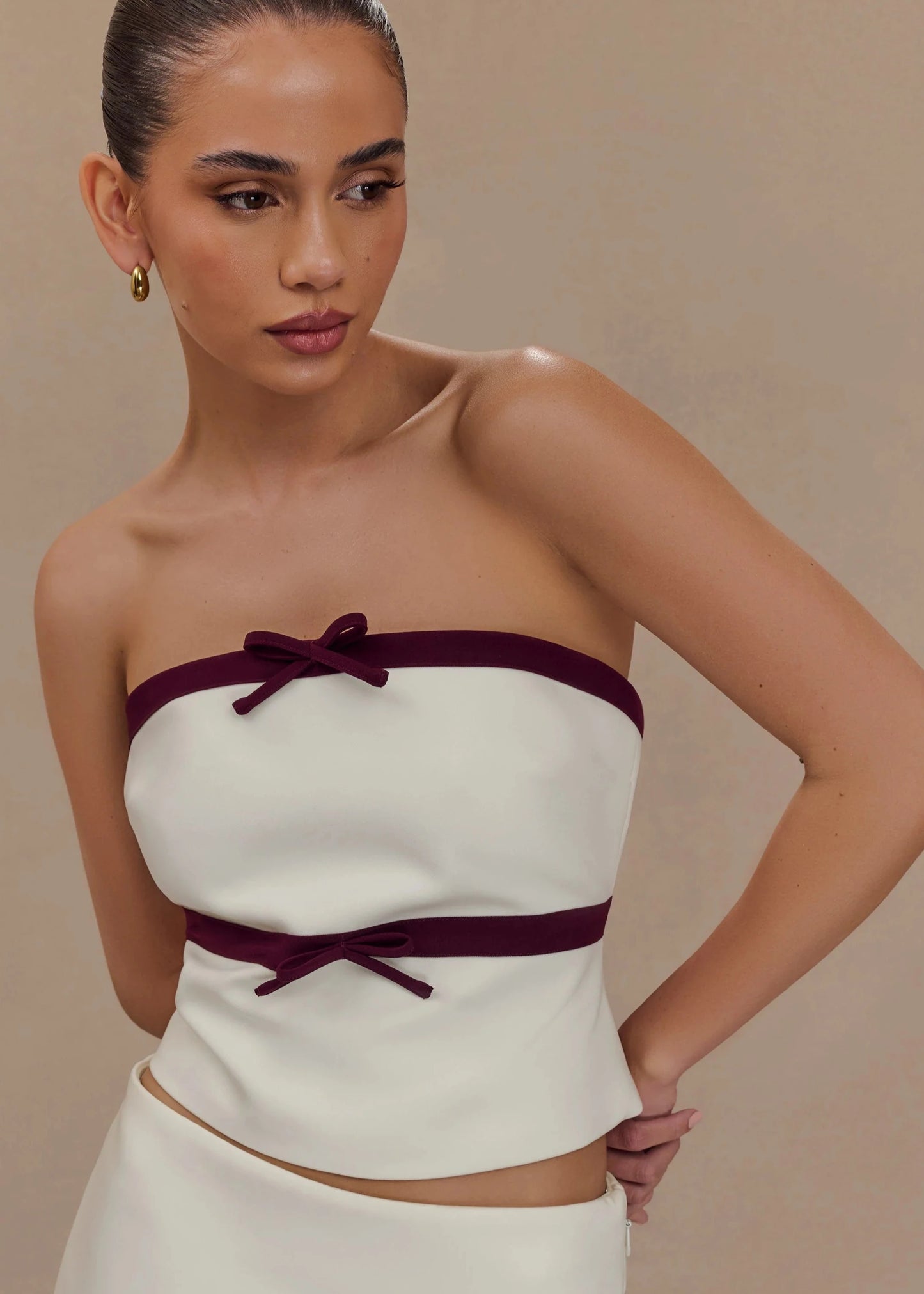 CHERRY RIBBON BOW TOP AND PANT SET