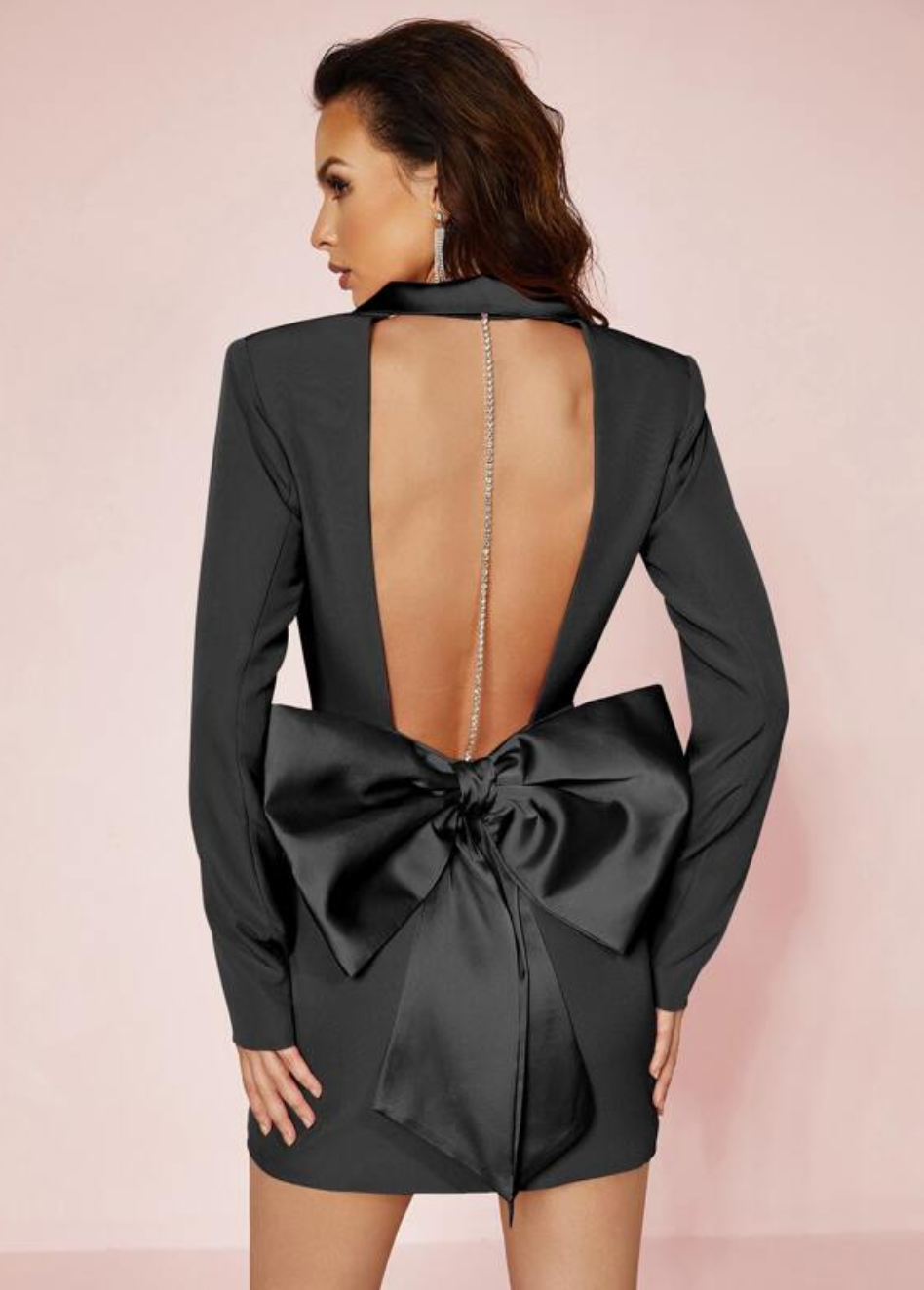 BOW BACK DETAIL CHAIN BLAZER DRESS