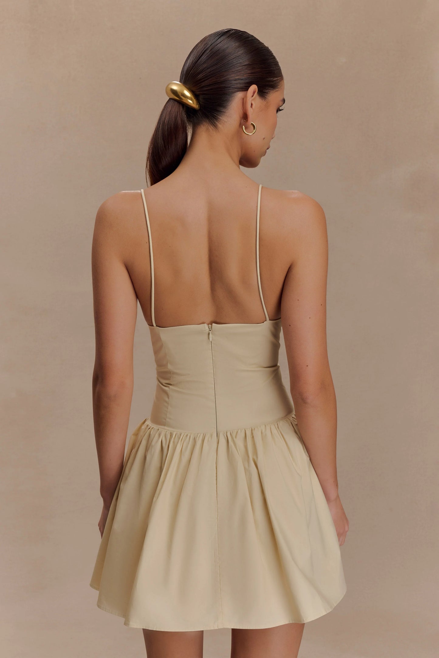 CREAM FRILL COTTON MINI DRESS
