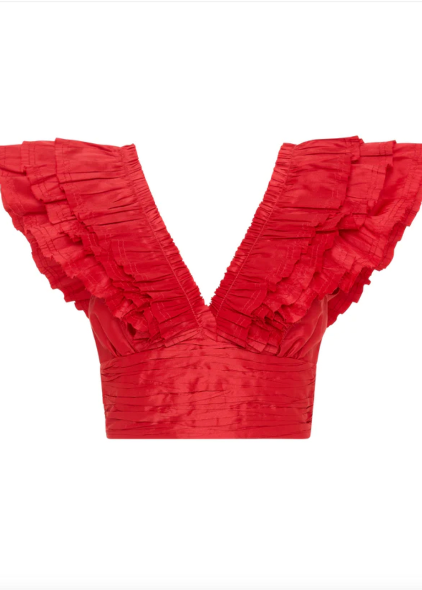 PLEATED DEEP NECK CROP TOP