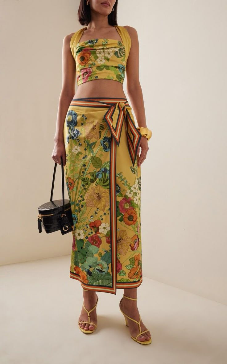 FLORAL WRAP SKIRT TOP SET