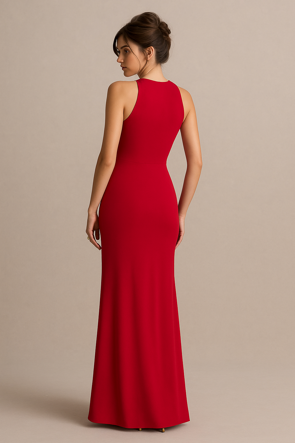 BODYCON TIE KNOT RED JERSEY DRESS