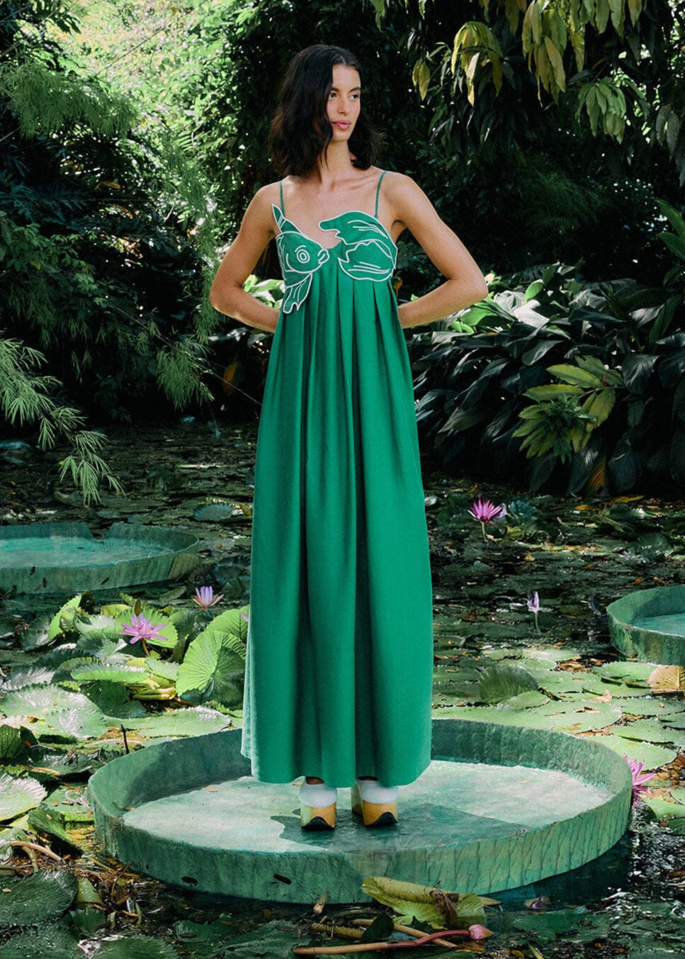 GREEN FISH MAXI DRESS