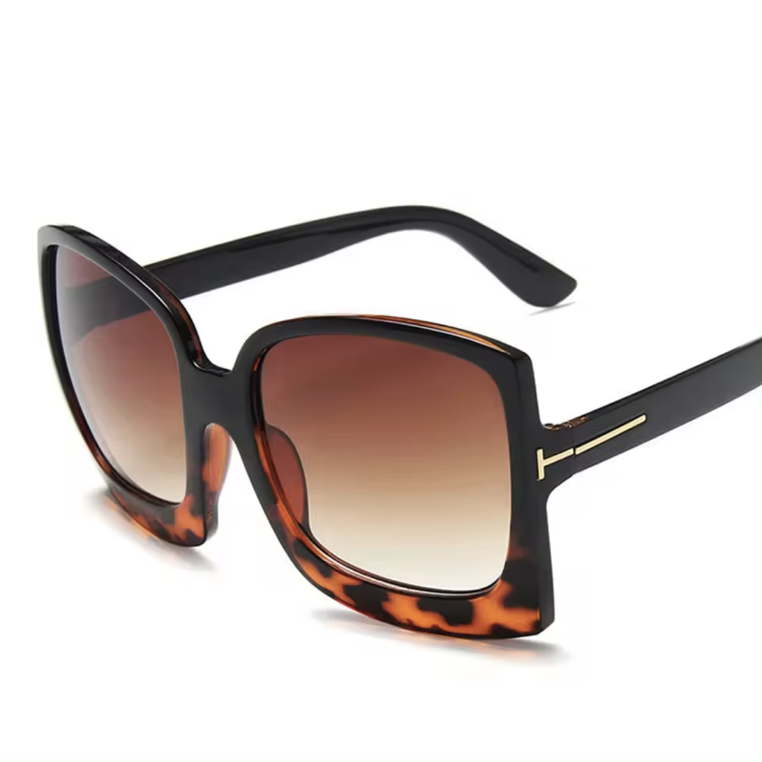 GREY LEOPARD PRINT OVERSIZED SUNGLASSES