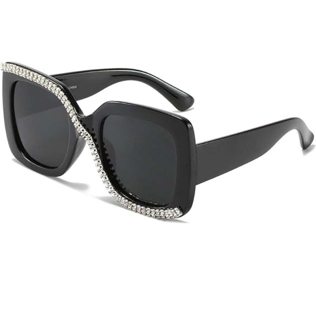 RHINESTONE DIAMOND CUT OUT SUNGLASSES