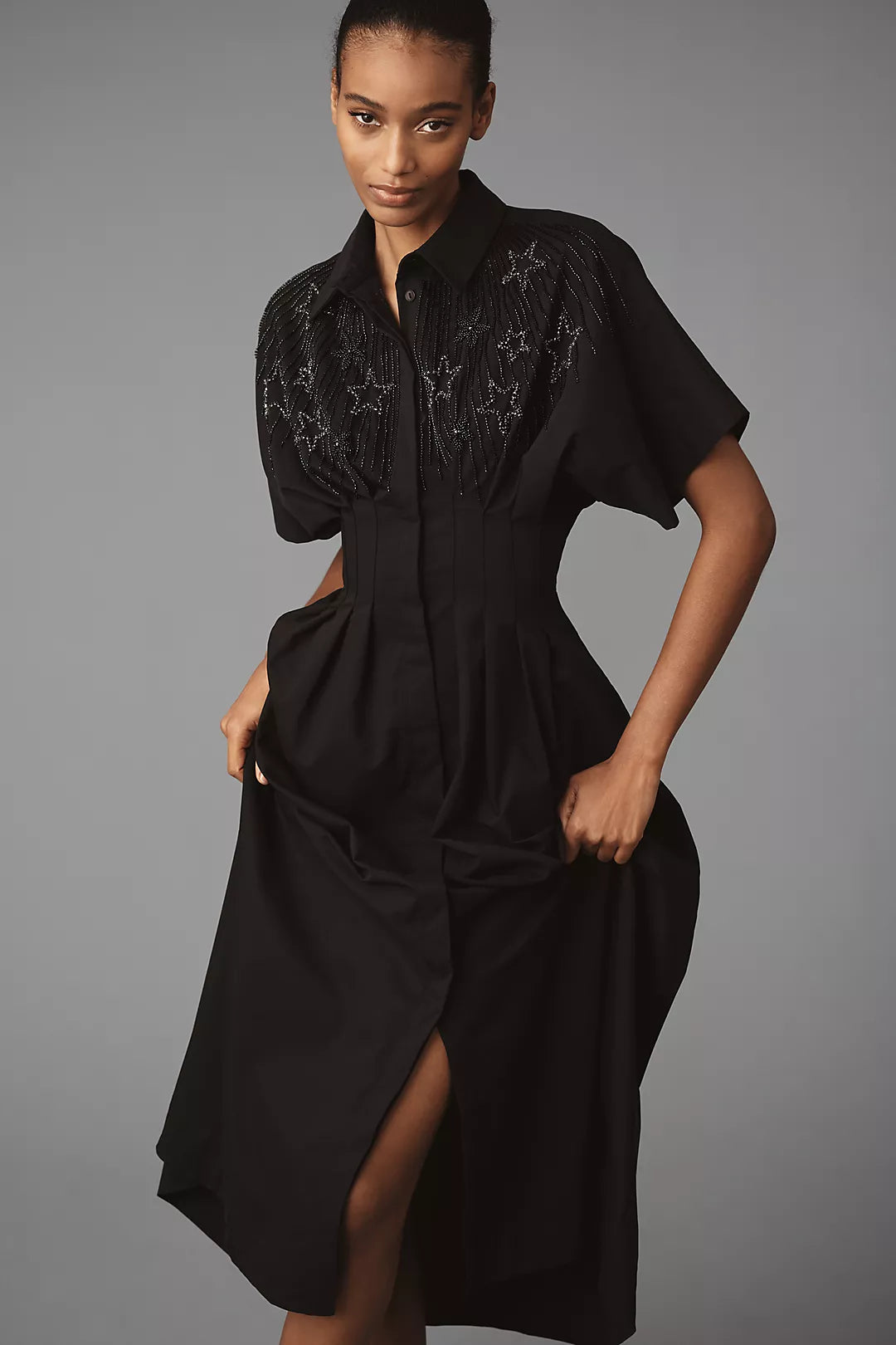 PLEATED STAR COTTON DRESS