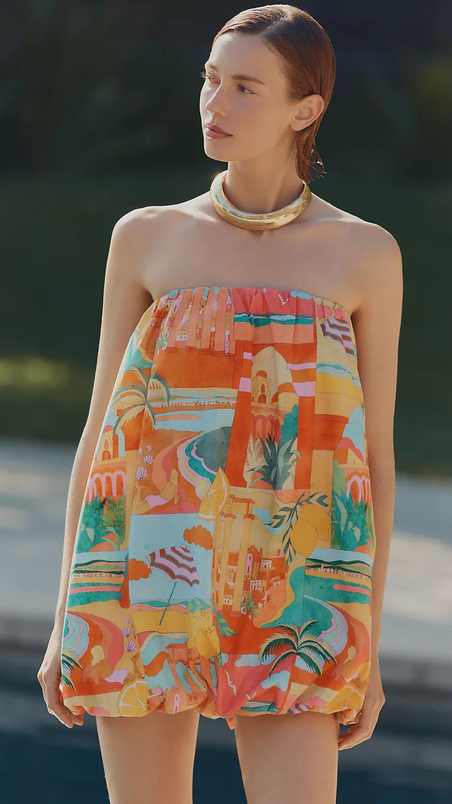BUBBLE HEM PRINTED DRESS