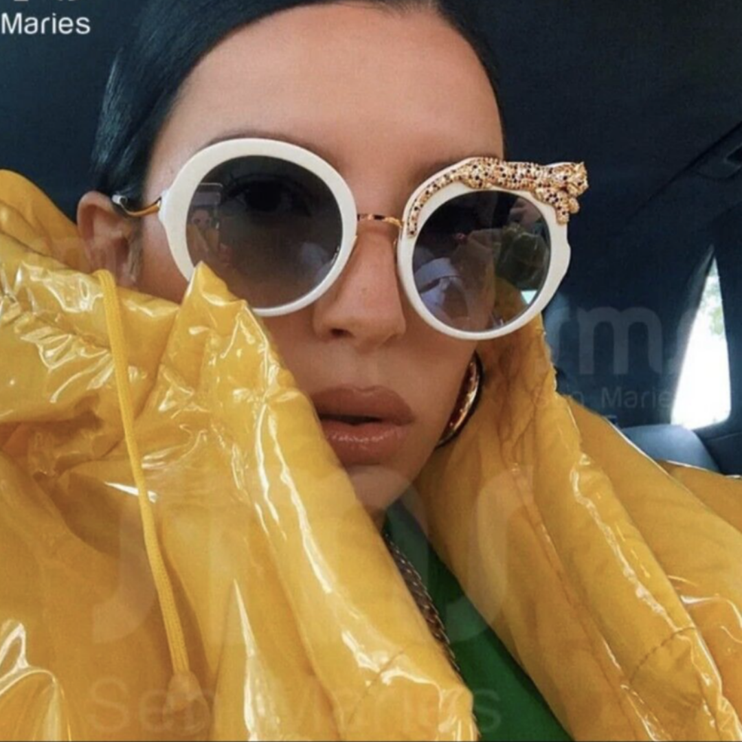 LEOPARD CRYSTAL ROUND GLASSES