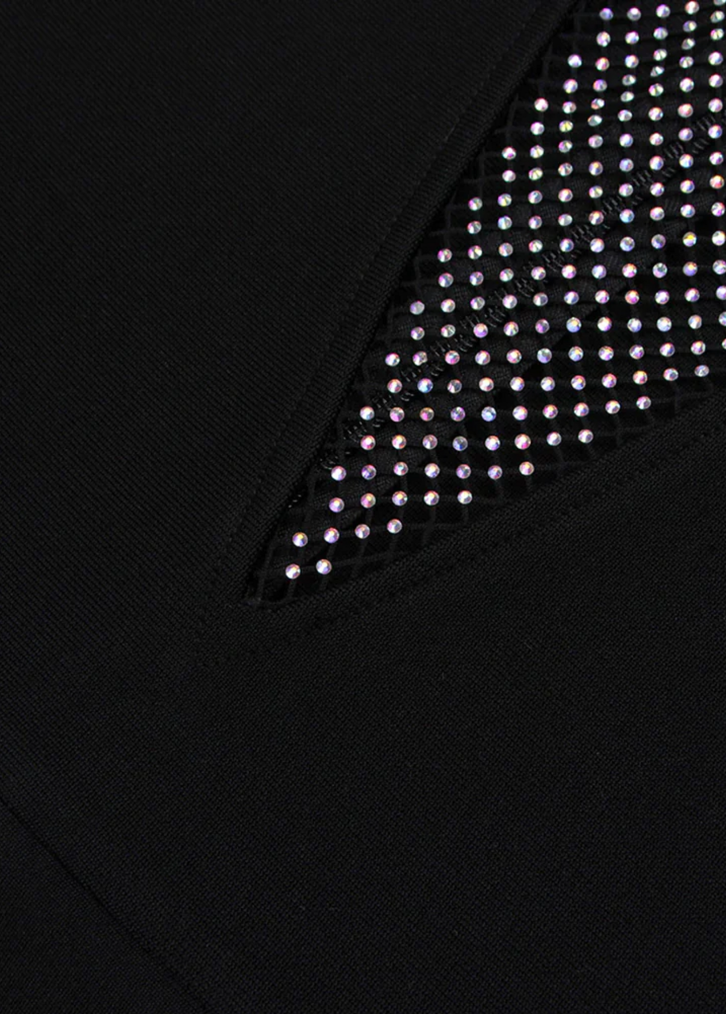 BLACK RHINESTONE MINI BANDAGE DRESS