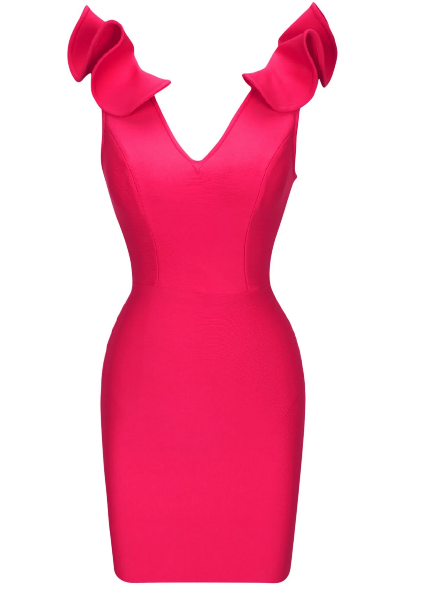 ROSE RUFFLE SHOULDERS CUT OUT MINI DRESS