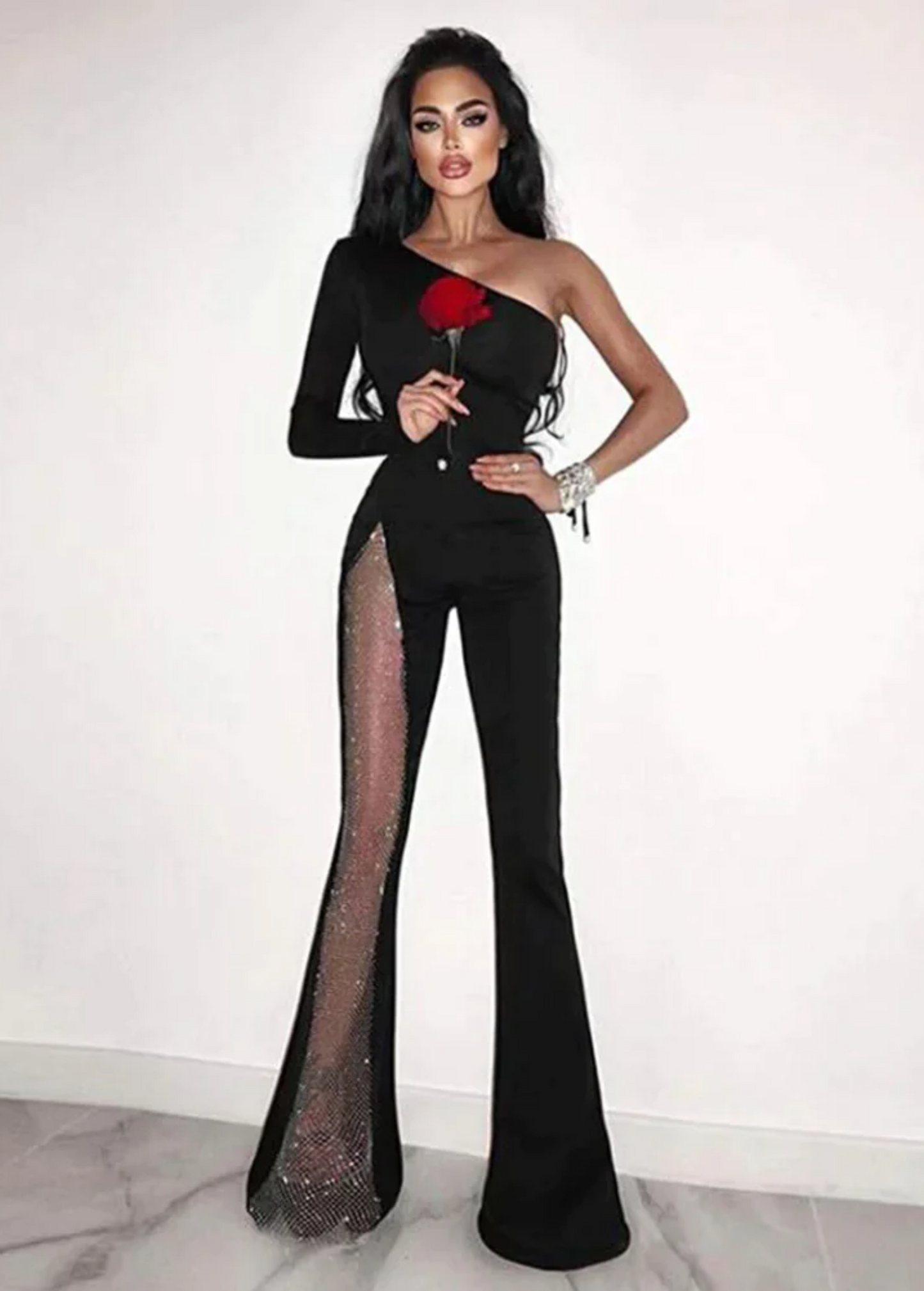 RHINESTONE BANDAGE JUMPSUIT