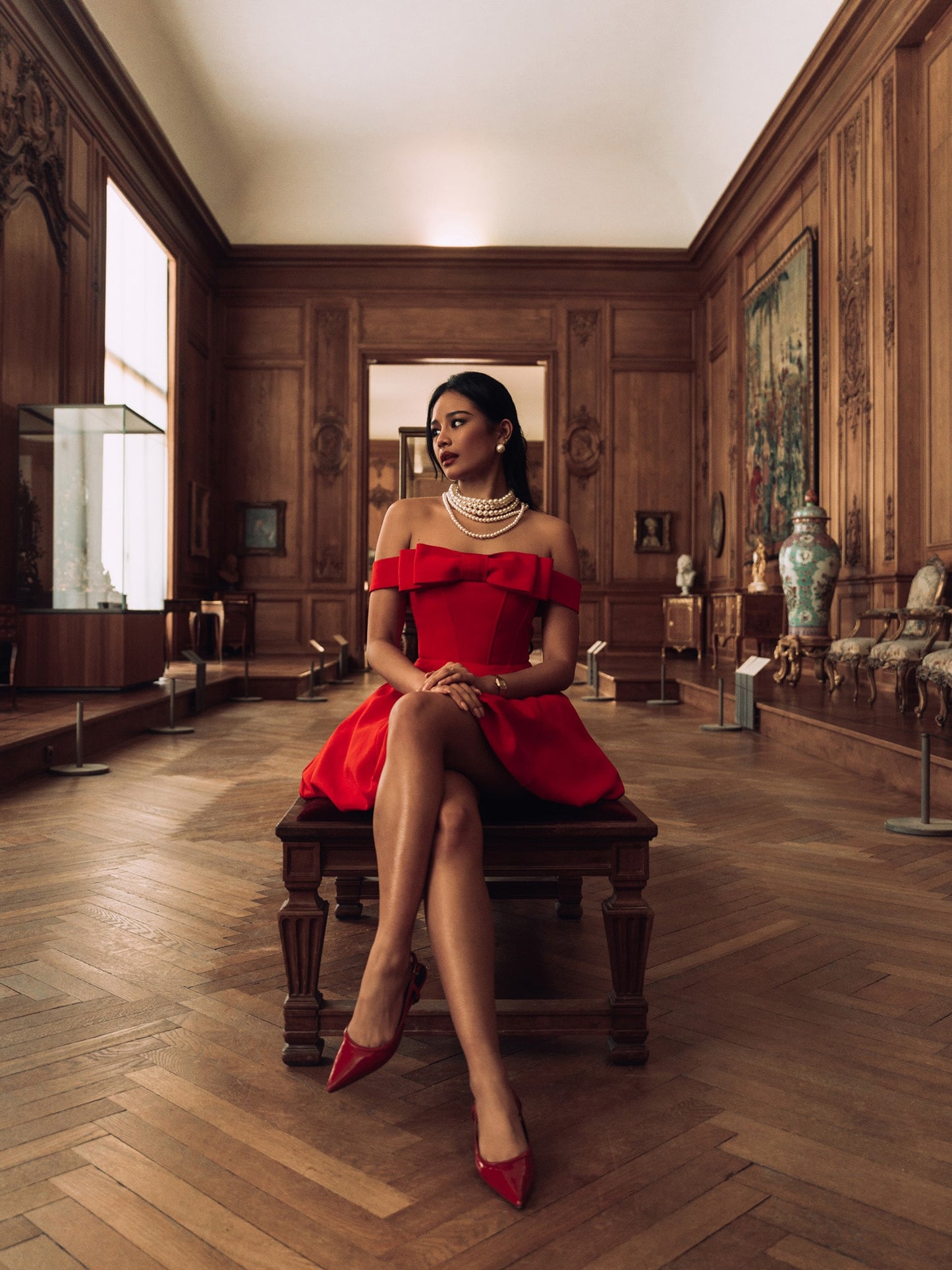 RED MINI BOW DRESS