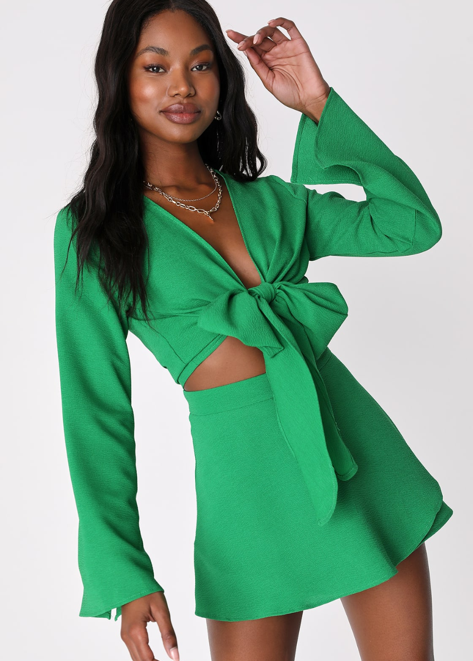 GREEN SUMMER TIE KNOT CO-ORD