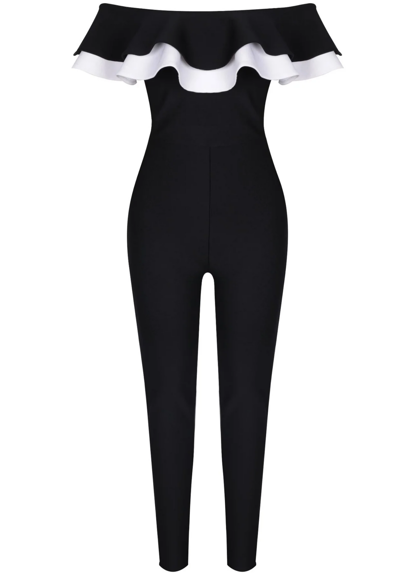 B&W RUFFLE JUMPSUIT
