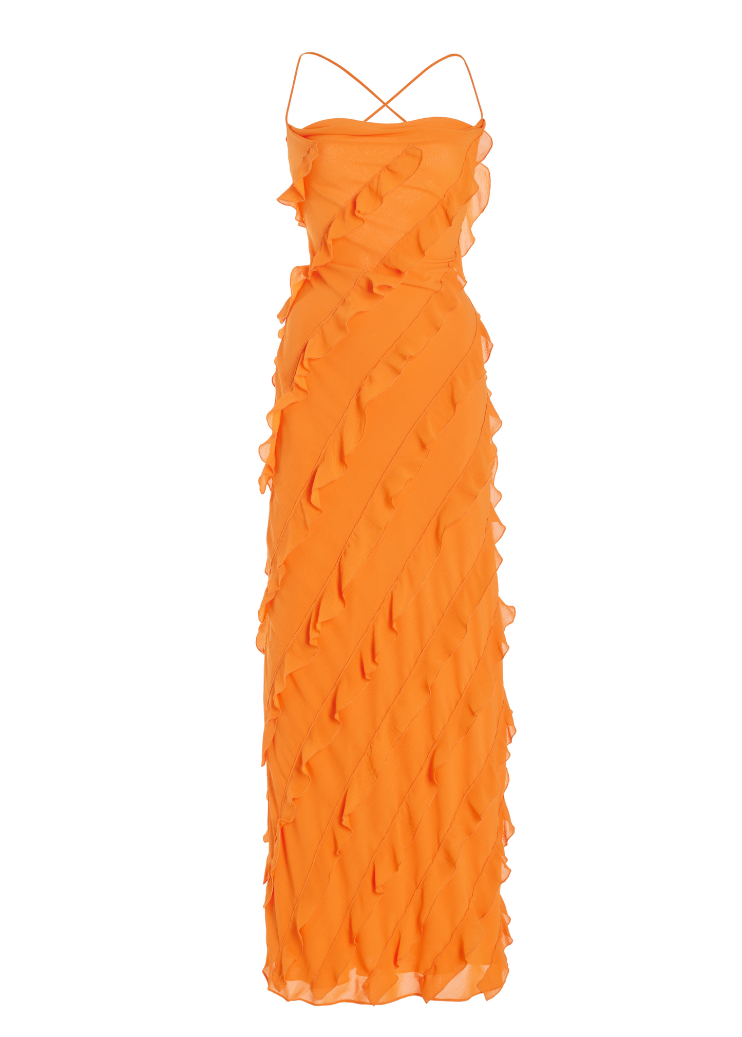 ORANGE RUFFLE VACATION DRESS