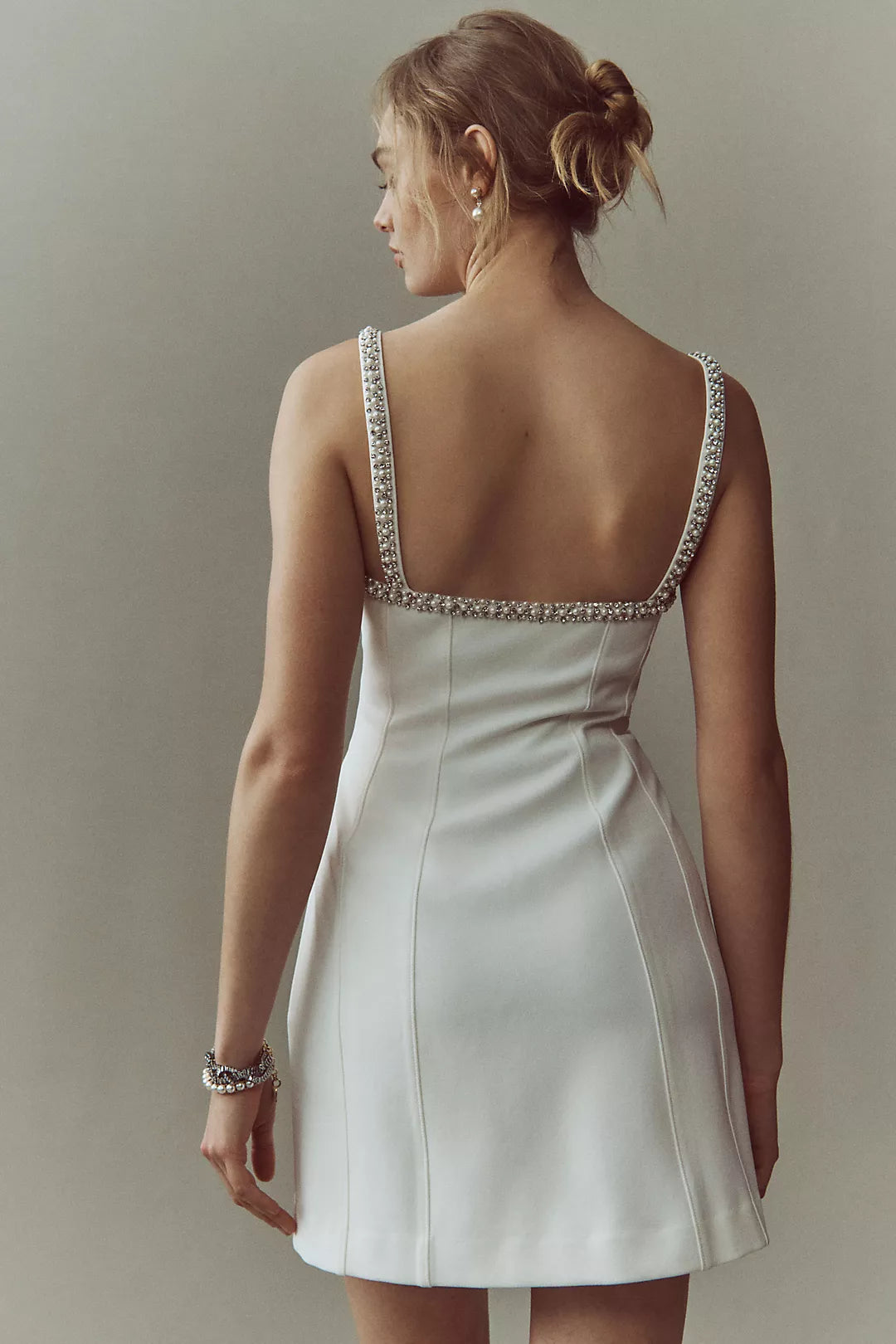 SQUARE NECK EMBELLISHED DRESS