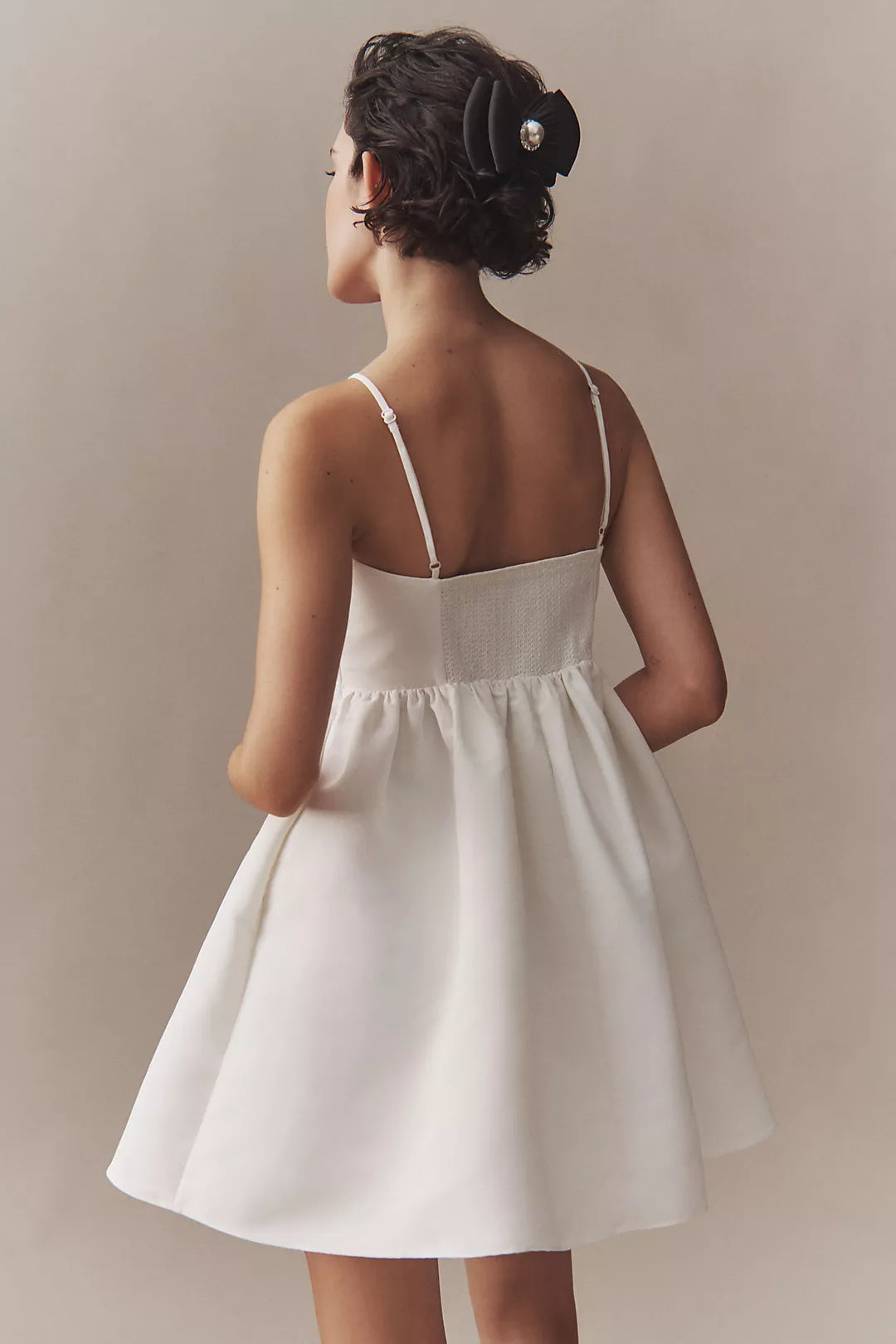 PEARL BOW DETAIL MINI DRESS