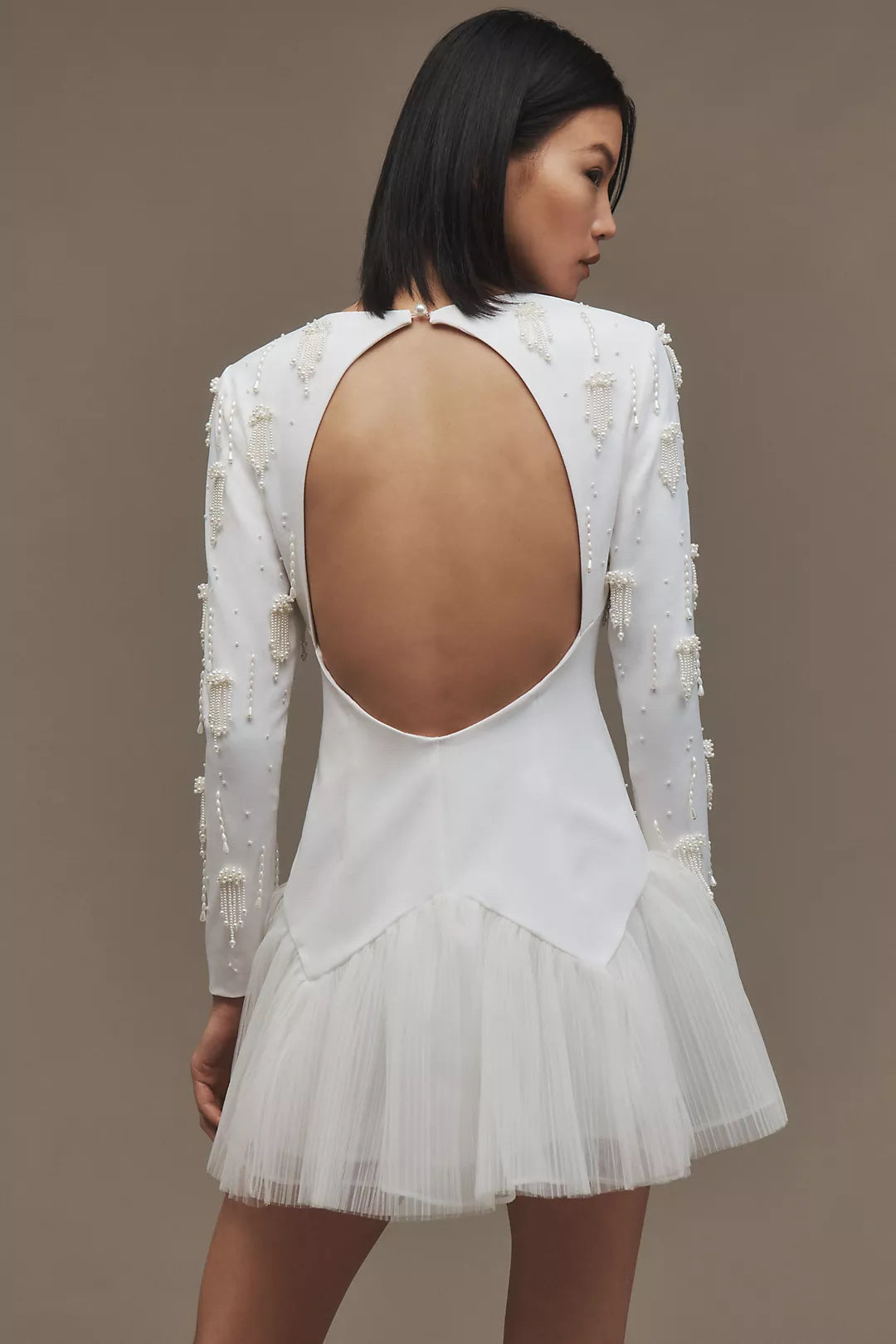 PEARL-EMBELLISHED DROP WAIST DRESS