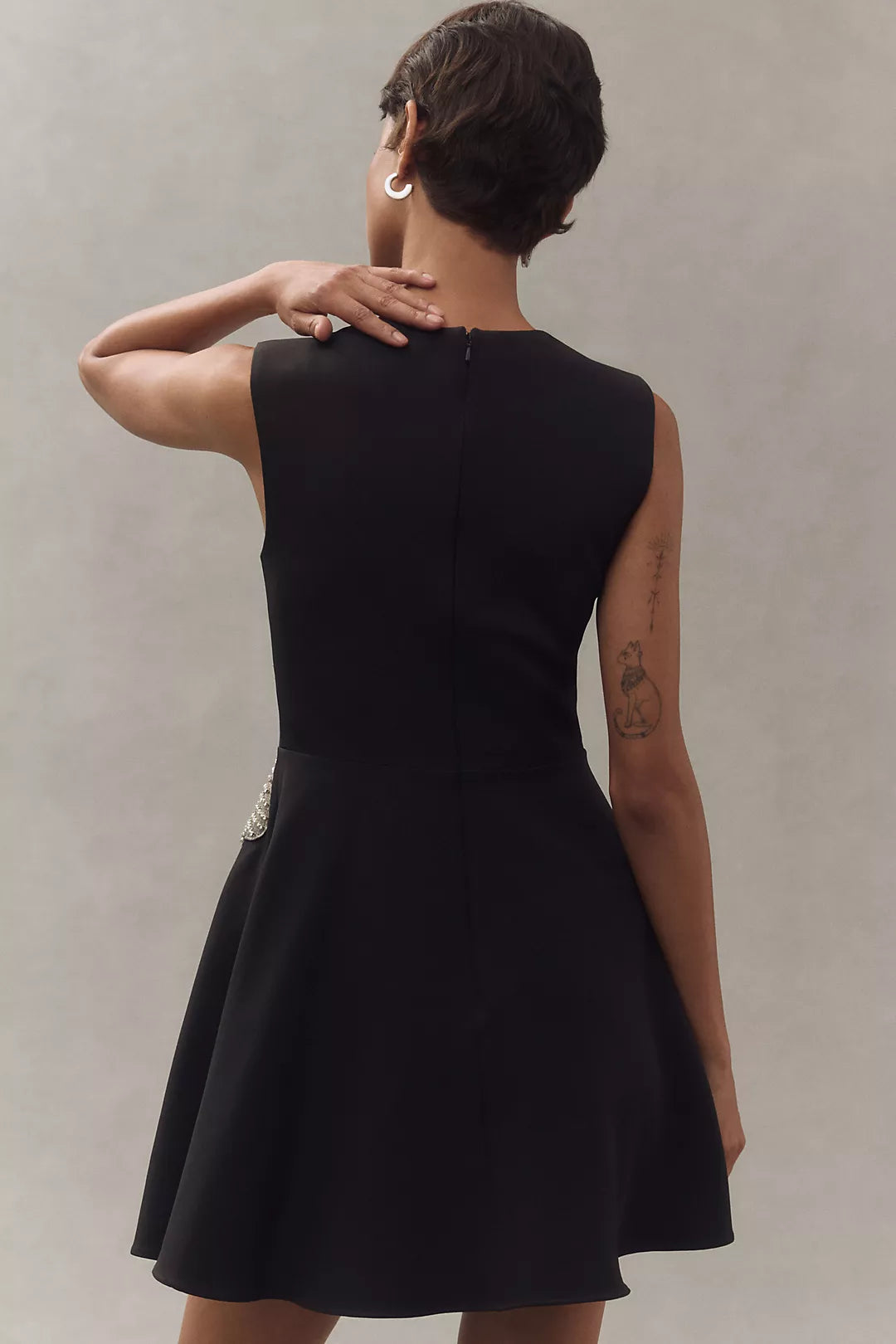 ROUND NECK CRYSTAL DETAIL DRESS