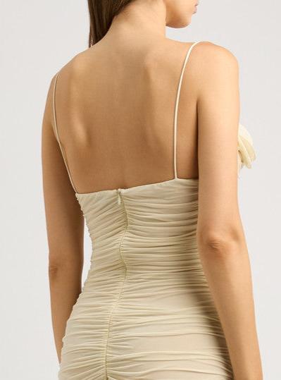 RUCHED STRETCH JERSEY MIDI DRESS