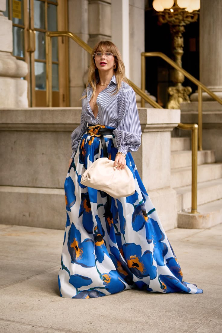 FLORAL BLUE MAXI SKIRT