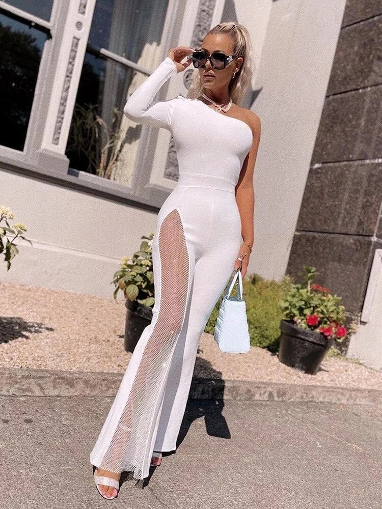 RHINESTONE BANDAGE JUMPSUIT