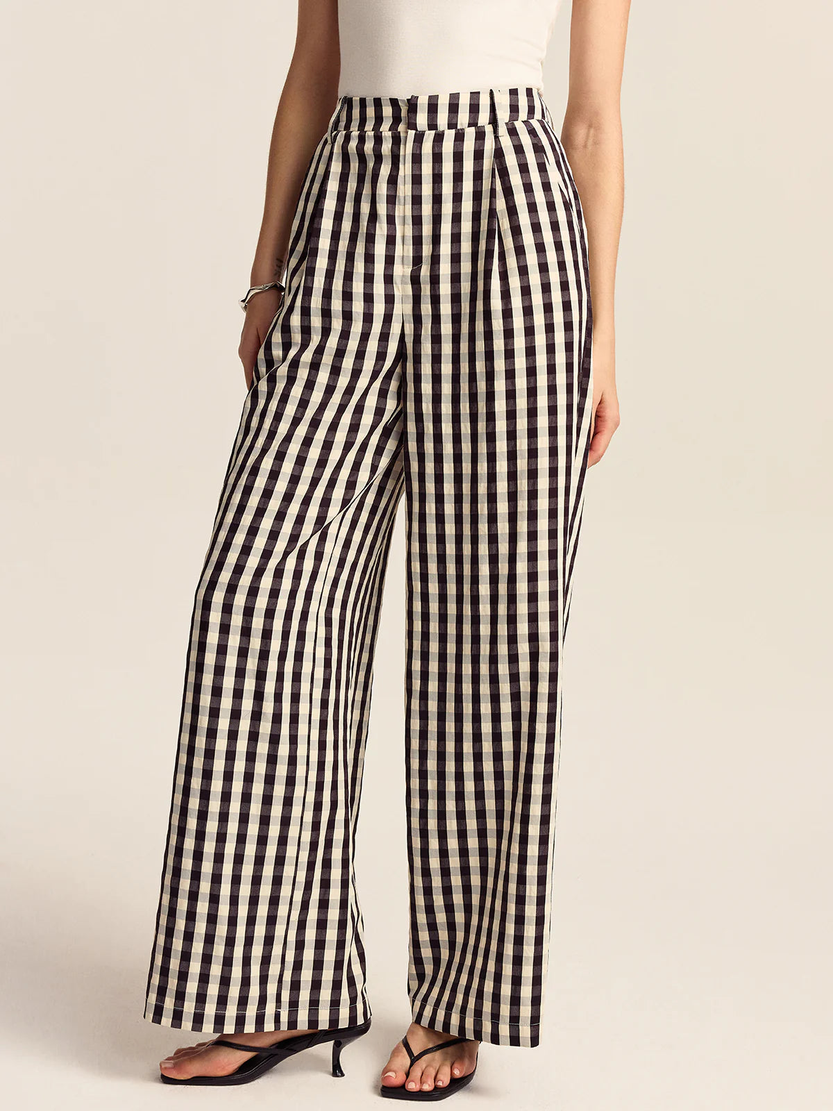 GINGHAM WIDE LEG PEPLUM CO-ORD