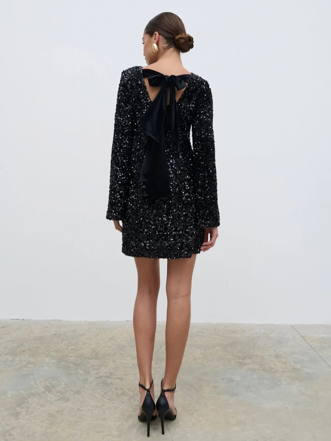 BOW BLACK SEQUIN DRESS