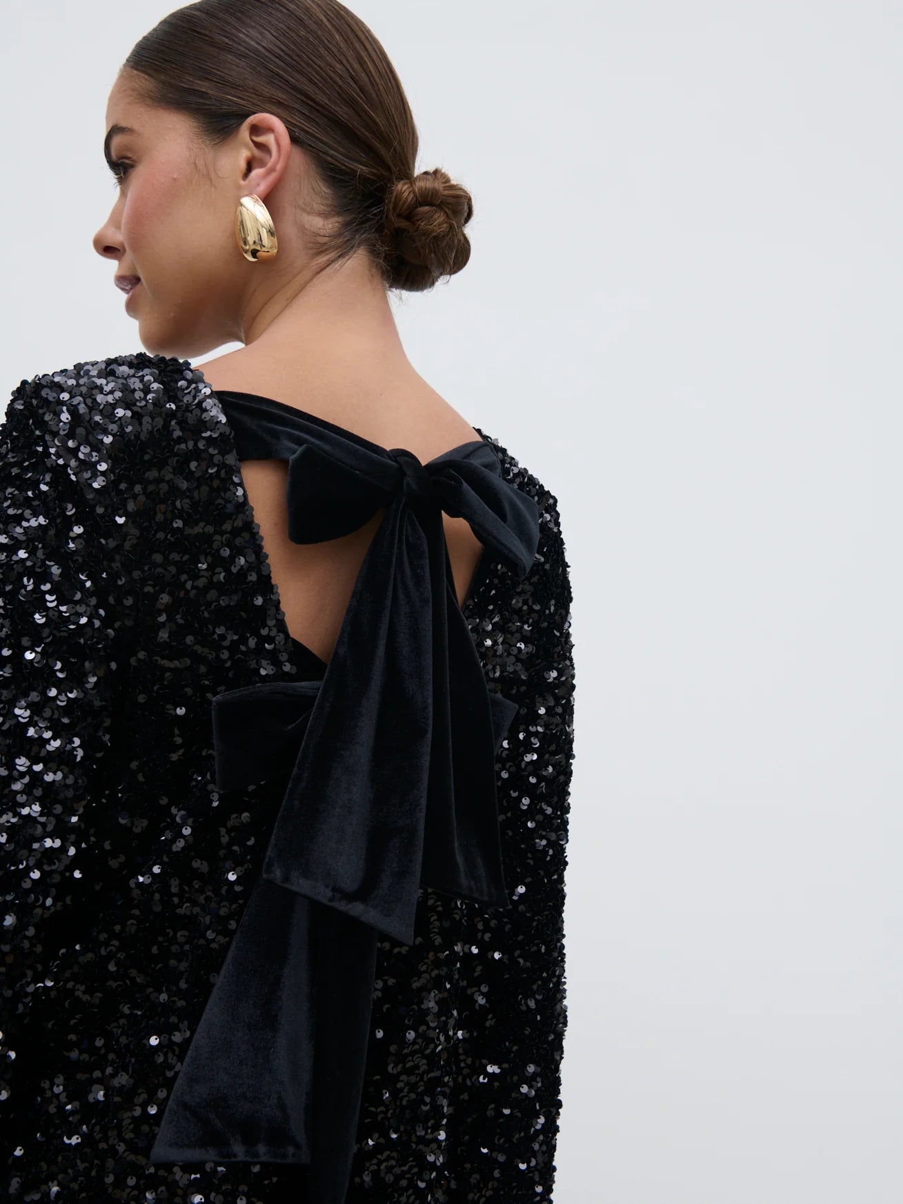 BOW BLACK SEQUIN DRESS