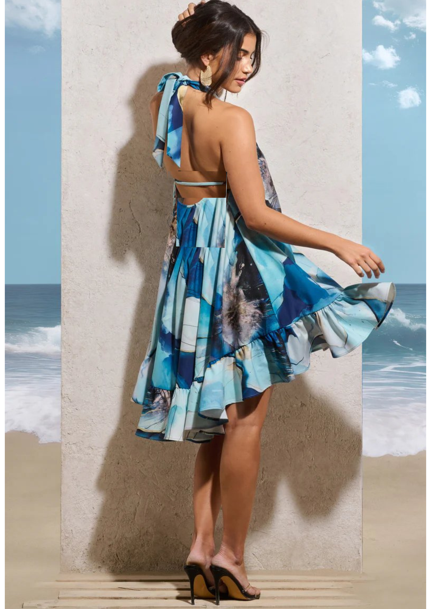 OCEAN BREEZE HALTER NECK DRESS