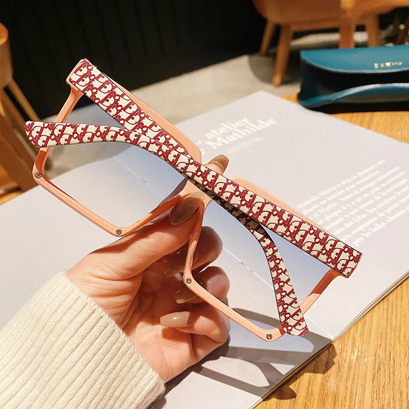 OVERSIZED PEACH BLOCK STRAP SUNGLASSES