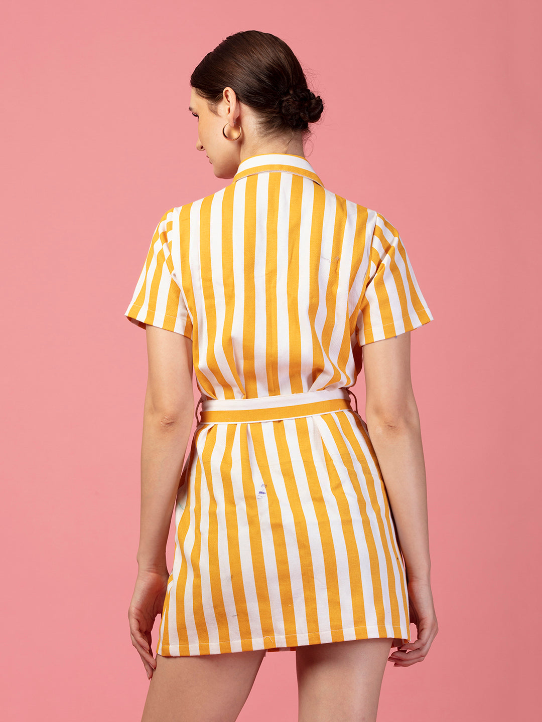 STRIPED TIE KNOT SHIRT DRESS
