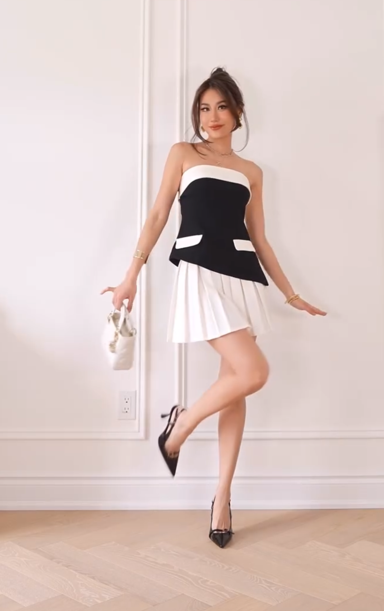 ASYMMETRICAL TOP WITH PLEATED SKIRT CO-ORD