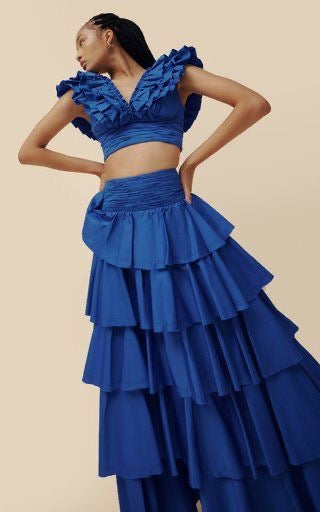 BLUE COTTON RUCHED CO-ORD