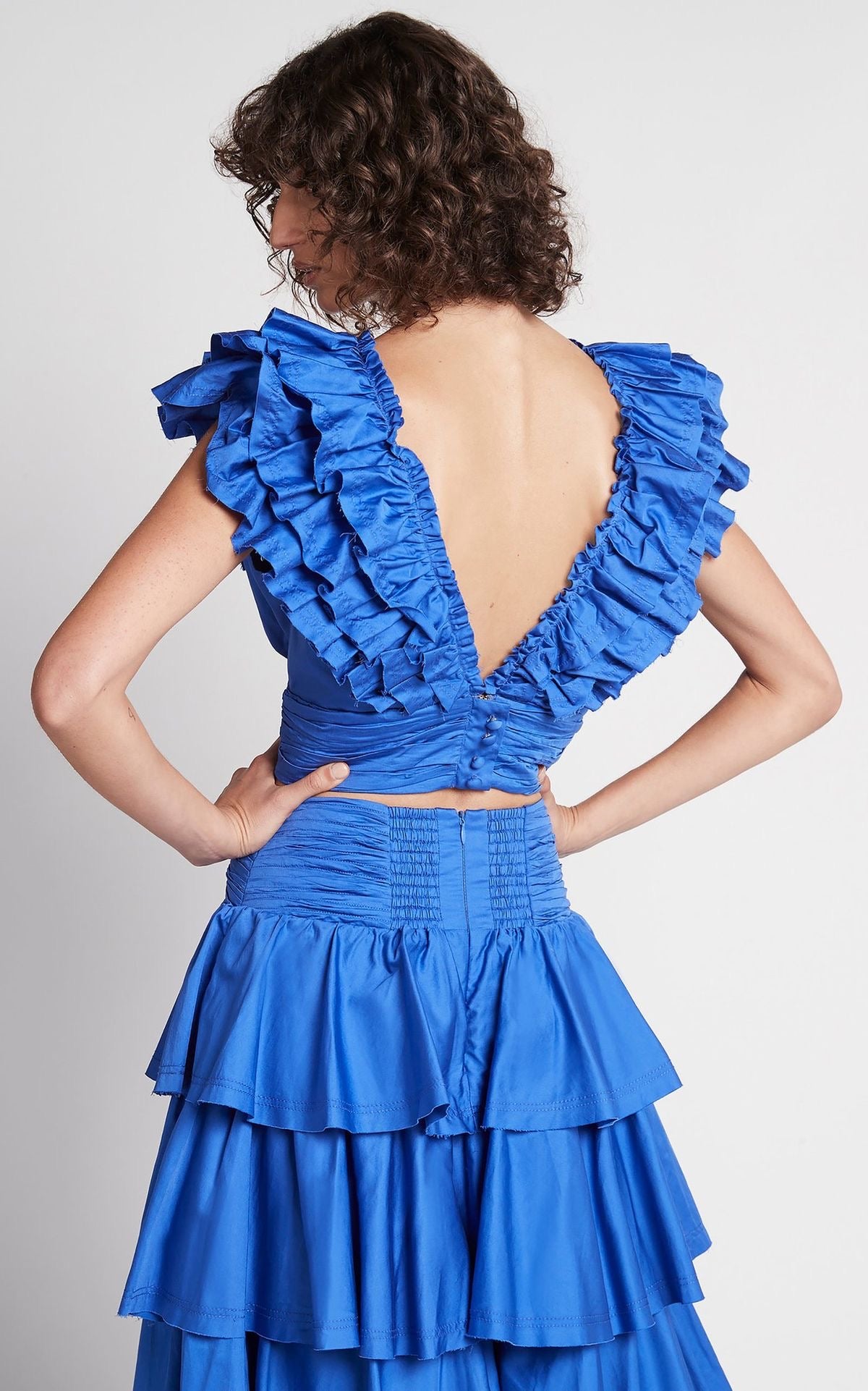BLUE COTTON RUCHED CO-ORD